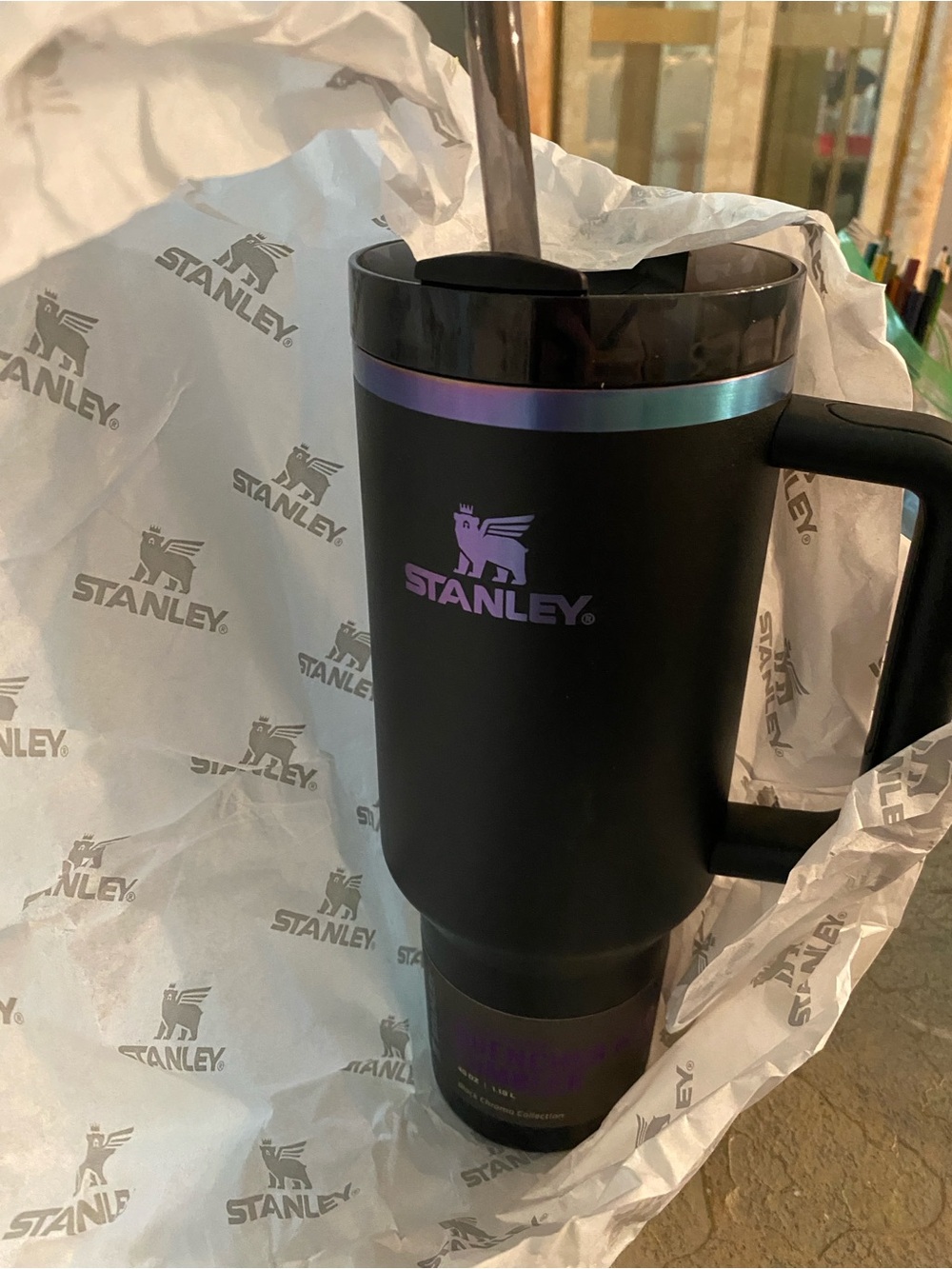 Stanley Matte Black Mug with Iridescent Purple-Blue Accents